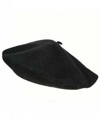 Luxury Divas Traditional Black Wool Tami Beret Cap Hat - C4111OSXXOT