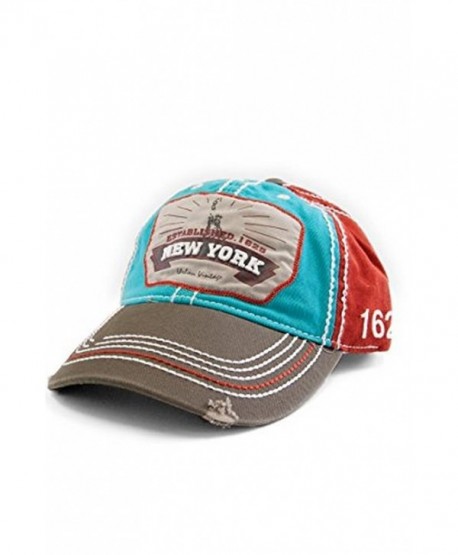 New York 1625 Vintage Baseball Cap (25 Styles Available) - Red/Turq/Grey - CV129HS1BDH