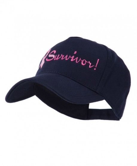 Breast Cancer Ribbon Survivor Embroidery Cap - Navy - CM11HEH628D