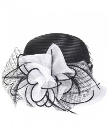 VECRY Kentucky Derby Dress Church Cloche Hat Sweet Cute Floral Bucket Hat - White - C7184I2N88C