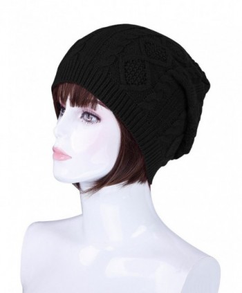 ADAMARIS Beanie For Women Pom Pom Warm Winter Black Red Burgundy Knit Hats Beanies Women Slouch White - 391-black - CU186KCKLTQ