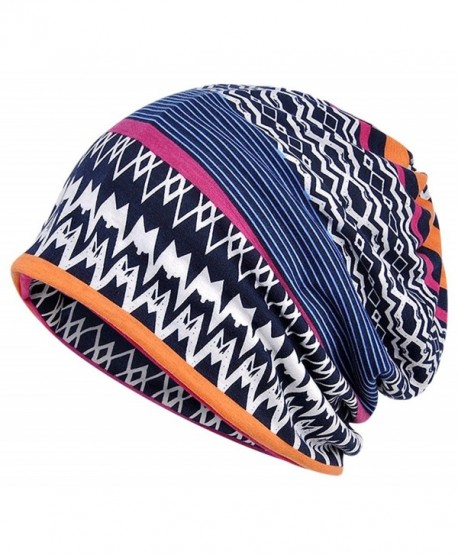 Qiabao Women's Soft Comfy Printed Slouch Beanie Cap Hat - Multicoloured B - CW182XQCYR7