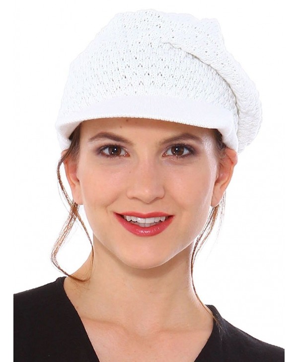 Simplicity Women's Winter Cotton Knit Slouchy Beanie with Visor - 1136_white - C411P4ZRY7F