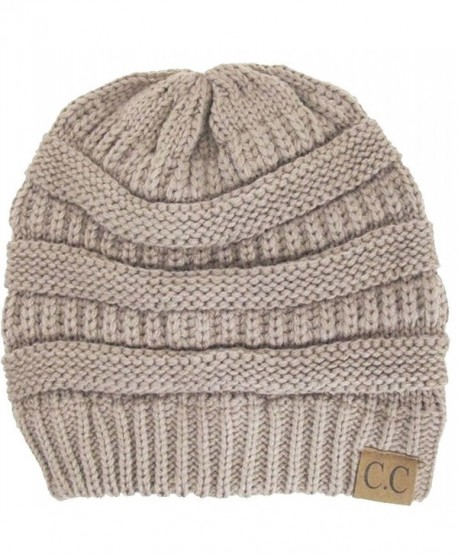 Thick Slouchy Knit Oversized Beanie Cap Hat-One Size-Taupe - CE11P2151N5