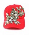 Elonmo Flowers Baseball Rhinestone Adjustable - Red - CE182L6DCHQ