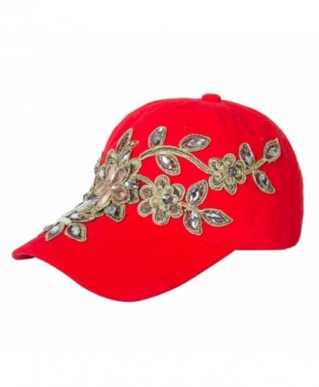 Elonmo Flowers Baseball Rhinestone Adjustable in Women's Baseball Caps