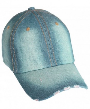 KMystic Adjustable Washed Denim Baseball Cap - Washed Blue - CQ18774X7QM