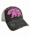 Loaded Lids Women's Mama Bear Distressed Bling Baseball Cap - Grey/Pink - CT17AZ56OXC