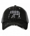 Alabama Houndstooth Elephant Women's Distressed Grey Trucker Hat - CB12IICDKUZ