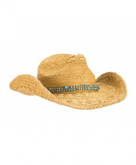 HatQuarters Cowgirl Shapeable Hatband Natural - Natural/ Teal Beads - CJ183LU8YCO