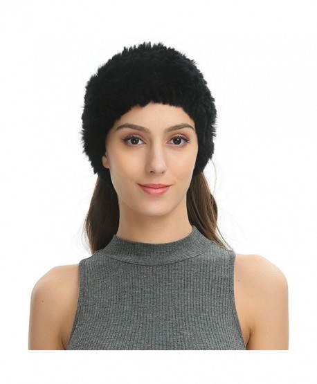 Ferand Women's Soft Real Rex Rabbit Fur Knitted Headband- Dual-use as Warm Snood Scarf for Winter - Black - CK188IT737E