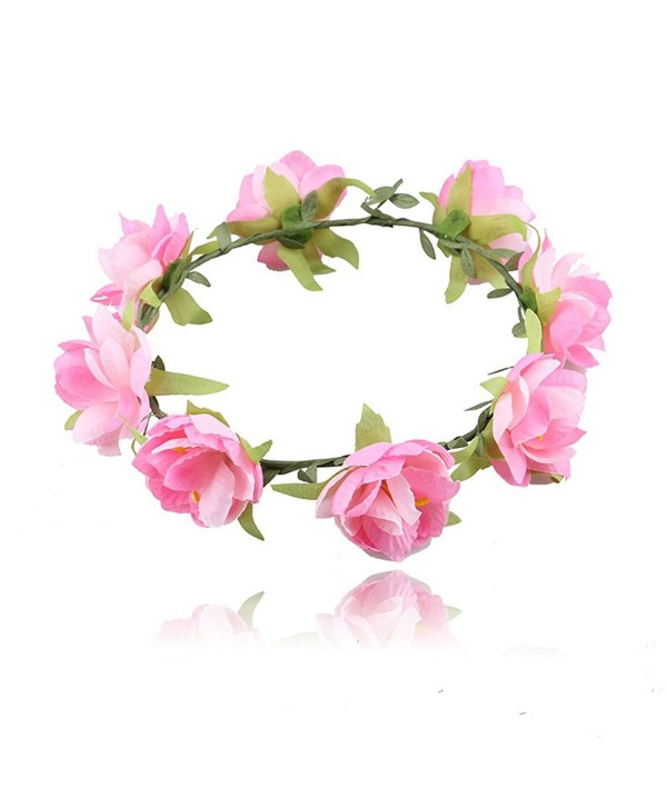 beauty YFJH Headband Beach Hair Wreath Floral Flower Crown Garland Festival Wedding - Pink - C9184CKGUTR