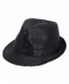 Jtc ACVIP Men Women Sequin Fedora Panama Hats Party Paillettes Cap Sun Jazz Hat 8 Colors - Black - C0122UIACC1