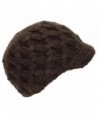 Angela & Williams Womens Knit Winter Skull Cap W/Crochet Visor (One Size) - Brown - CQ11Q2M48JB
