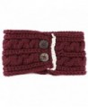 Womens Headband Button Detail Burgundy in Women's Cold Weather Headbands