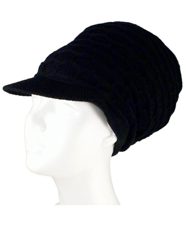 SSK Rasta Dread Knit Tam Hat - "Dreadlocks Cap" (Medium Length Solid Black- with Brim) - CC11QS0T40P