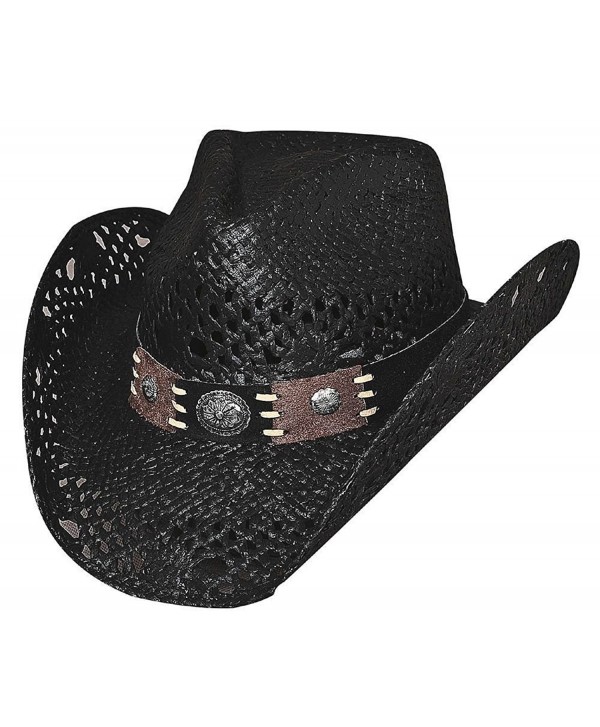 Bullhide "Pure Country" Toyo Straw w/ Leather Hatband and Conchos - Black - CF11CKPU4BF