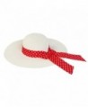 Princess Polka Dot Bow Natural Floppy Wide Brim Straw Beach Sun Hat -Diff Colors - Red - C3125TKL1G9