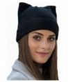 wanture Women's Hat Cat Ear Crochet Braided Knit Caps - Black - CJ186XUDNQK
