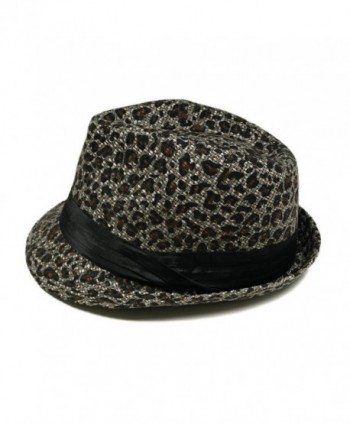 Black Leopard Cheetah Print Fedora in Women's Fedoras