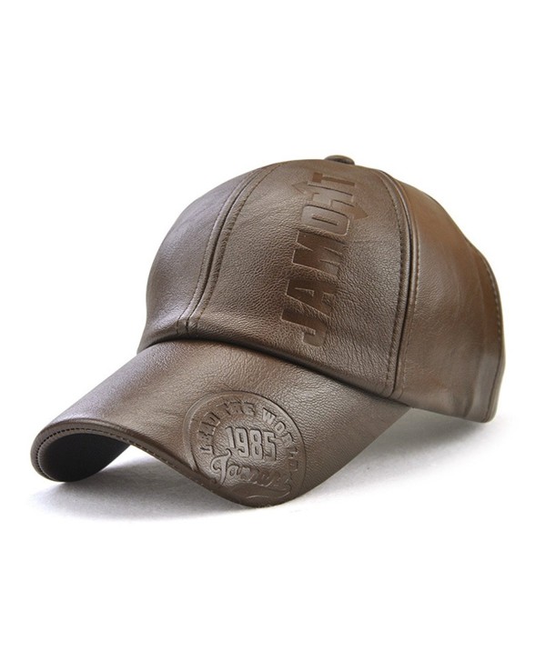 Melii Men Vintage Adjustable Leather Baseball Cap Plain Sports Outdoor Windproof Warm Hat - Light Coffee - CS187LSS86Z