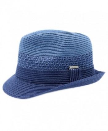 Hatter Panama Fedora Beach Navy in Women's Fedoras