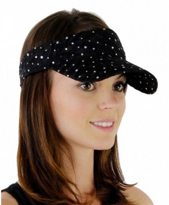 Glitter Sequin Visor with Flowers for Ladies - Black - C4118Q5FVVV