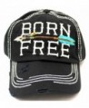 BLACK "BORN FREE" Women's Distressed Baseball Cap w/ Adjustable Arrow Detailed Back - CT182ZN0EIT