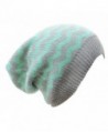 AN Slouchy Beanie Hat Chevron Fashion Knit Cap Chic Zigzag Lightweight Unisex - Mint Gray - C012CZK1NLJ