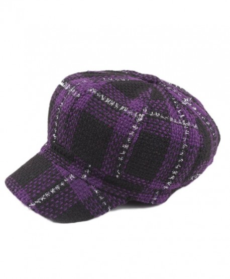 ZLSLZ Womens Knitting Plaid IVY newsboy Cabbie Gatsby Paperboy Painter Hats Caps - Purple - CG1867ERLY8