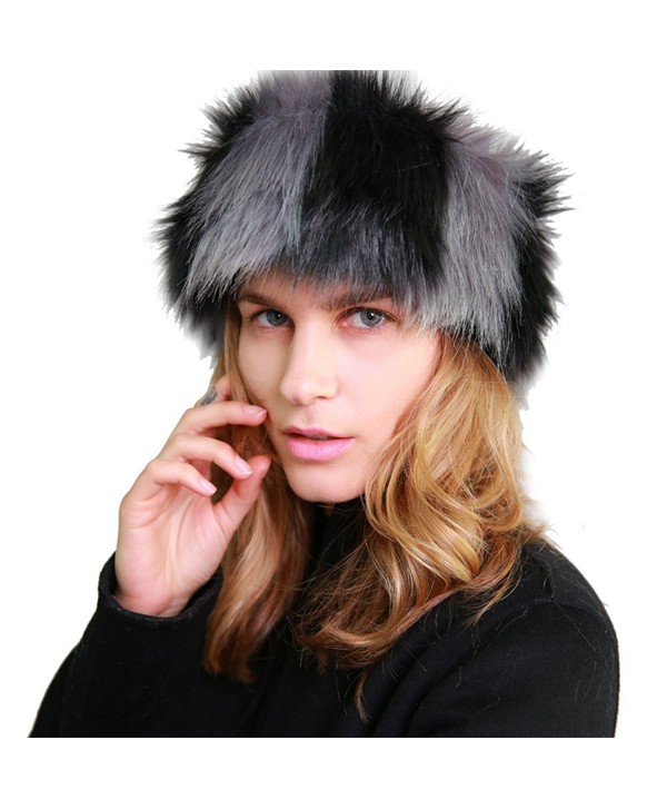 MissShorthair Faux Fur Headband-Neck Warmer for Winter Earwarmer Earmuff Hat Ski - Black and Grey - C2186AMO298