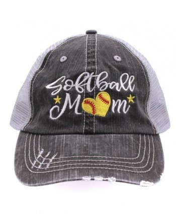 Softball Momlife Mom Love Heart Women Embroidered Trucker Style Cap Hat - C9184NHQALE