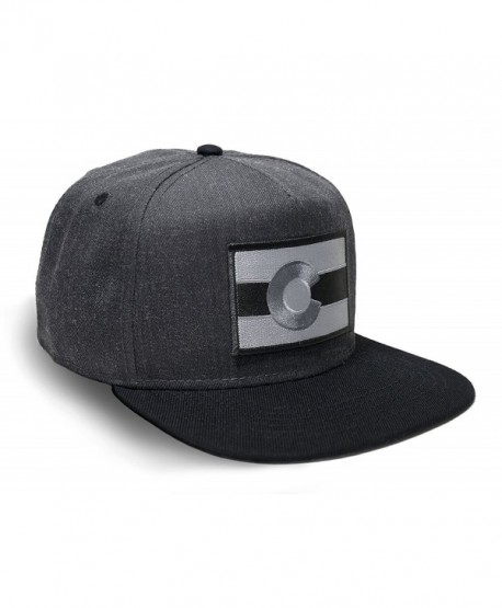 Strange Cargo Tees Colorado Flag Hat Baseball Cap Flat brim Black Grey - CU12MA53U0G