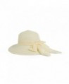 Straw Wide Brim Floppy Hat With Fancy Ribbon 965SH - Off White - CR11B8X1KDB