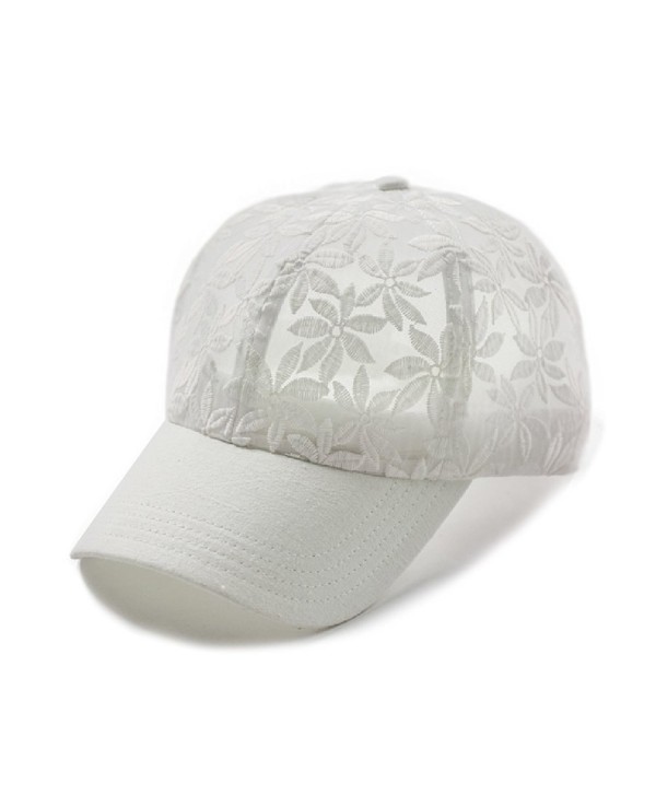 CC Exclusives Cotton Lace with Solid Brim Baseball Cap (BA-53) - White ...