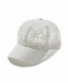 Hatsandscarf CC Exclusives Cotton Lace with Solid Brim Baseball Cap (BA-53) - White - C117X3L6MDR