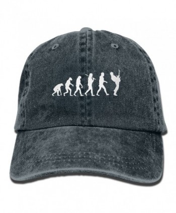 Men Women Guitar Player Evolution Funny Denim Fabric Baseball Hat Adjustable Hip-hop Cap - Navy - CQ187OSRSYN