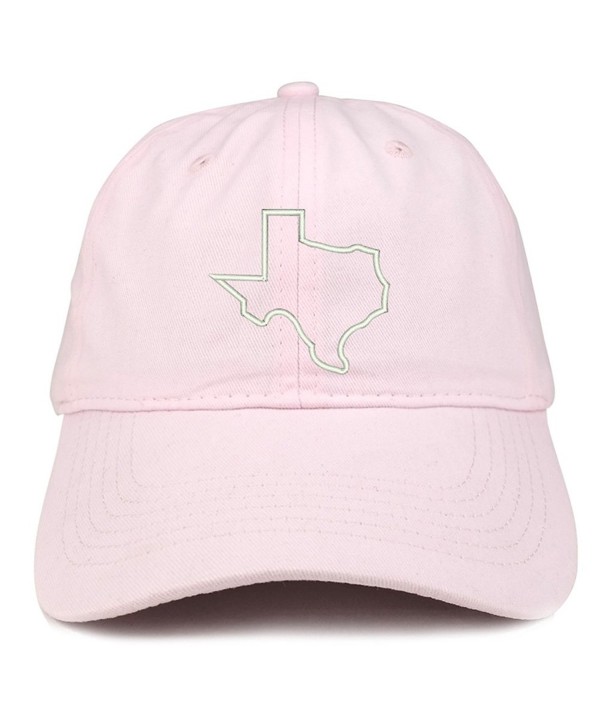 Trendy Apparel Shop Texas State Outline Embroidered Brushed Cotton Dad Hat Cap - Light Pink - CH185HO4YNE