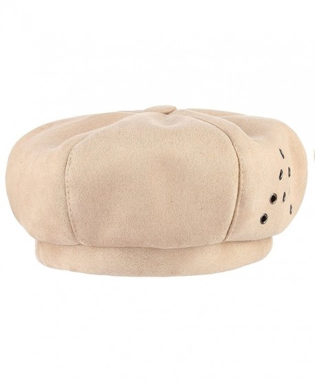 Jelord Women Winter Faux Suede Newsboy Cabbie Painter Cap - Beige - CH187LMI8NX