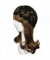 ZORJAR 100% Handmade Linen Plum Blossom Design Crochet Knit Hat Cap For 3 Seasons - Black - CX184WSKZMU