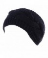 BYOS Womens Fashion Winter Cable Crochet Knit Headband With Adjustable Button - Black - CR185C37WWY