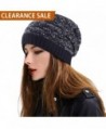 DELUXSEY Cable Slouchy Beanie Women - Black Base With Some White Mix - Chunky Cable Knit - C112N38EX0C
