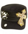 Sakkas Women's Sequin Beaded Cross Cadet Cap - Black - CF11E457L0V