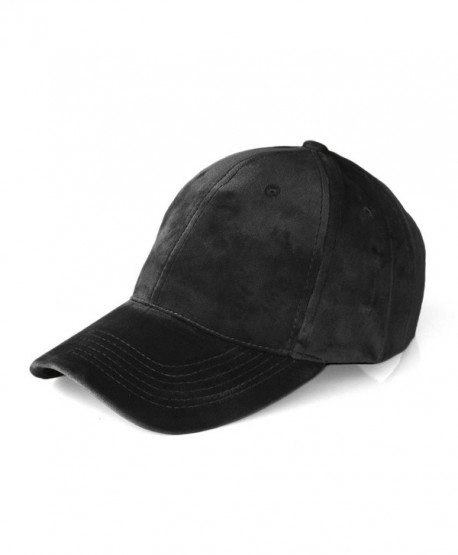 JOOWEN Unisex Soft Velvet Baseball Cap 6 Panels Solid Adjustable Sports Hat - Black - CT12O5N7TQ4