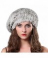 FURTALK Women Winter Fur Beret Hat - Rex Rabbit Fur Knitted Warm Cap Original - Grey - CV122V3G9W3