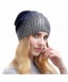 Beanie Hats For Women - Knit Cashmere Hat Caps Winter Fashion Bling Beanies - Dark Blue With Silver - C9187CA8M80
