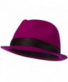 Ladies Wool Felt Fedora Hat - Fuchsia - C01190QL6RD