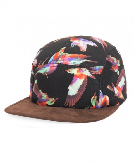 GP Accessories Mens Womens Bird Print Faux Leather Visor 5 Panel Hat - Bird Black - C711Q11GGYD