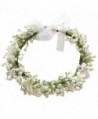 Cuteadorn Bridal Baby Breath Flower Crown Headband For Women & Girls Hair Wreath With Adjustable Ribbon - White - C1185LI2SXQ