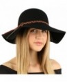 Winter Soft Wool Felt Pretty Hatband Floppy 3-1/2" Dress Church Hat Adjust - Black - CL1274HZNEL